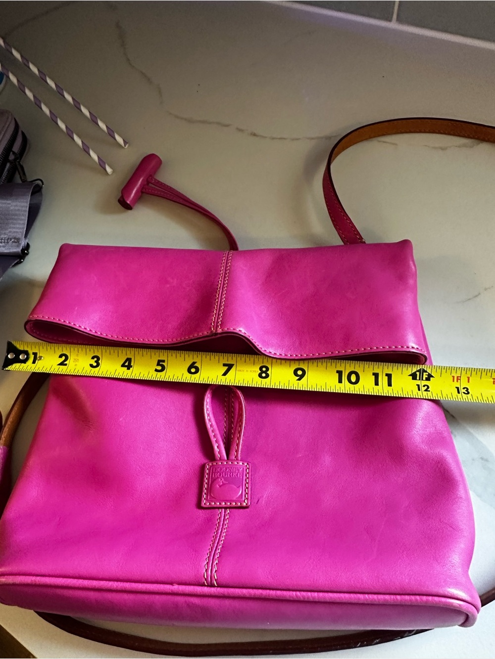 Women's Dooney &Bourke Hot Pink Leather Fold-Over Cross Body bag - Picture 14 of 14